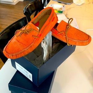 In great shape. Worn once. Cole Haan camp moc drivers in orange. Size 9 men